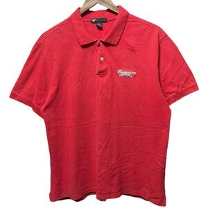 Vintage 90s 2000s red Budweiser challenge embroidered small logo beer polo shirt